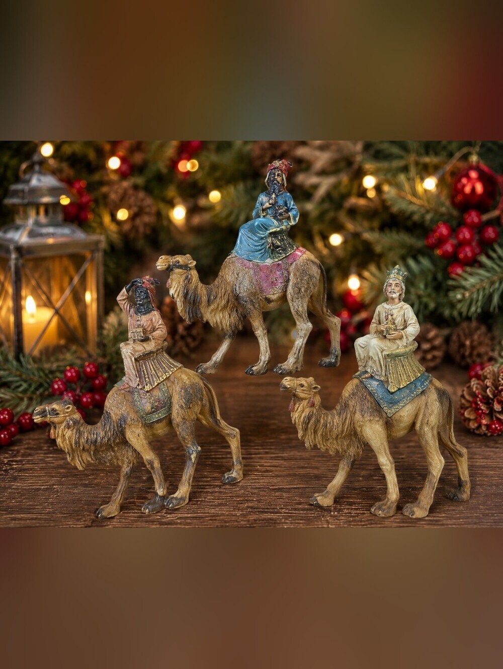Vintage Likely 1950s–1970s Italy 3 Wise Men on Camels Nativity Set Magi